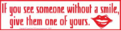 If You See Someone Without a Smile, Give Them One of Yours - Bumper Sticker                                               
