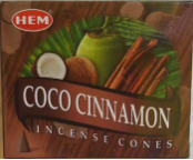 Coconut Cinnamon HEM Cone Incense 10 Pack                                                                                       