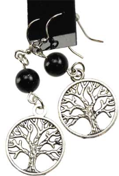 Black Onyx Tree of Life Earrings                                                                                        