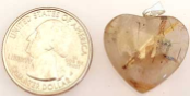 Rutilated Quartz Stone Heart Pendant    1"                                                                                               