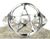 Silver Plated Brass Pentagram Ring (Size 10)                                                                              