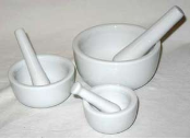 Set of 3 White Ceramic Mortar and Pestles                                                                              