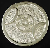 Silver Plated Triple Moon Altar Tile 3 1/2"                                                                             
