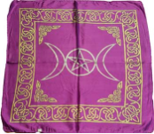 Purple rayon Triple Moon Pentagram Altar Cloth 18" x 18"                                                     