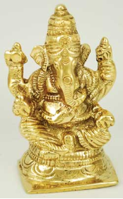 Ganesh Sitting Brass Statue 3"                                                                                                 