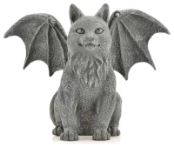 Winged Cat Gargoyle Statue  6 1/2"                                                                                              