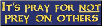 It's Pray for NOT Prey On Others - Bumper Sticker                                                                                        